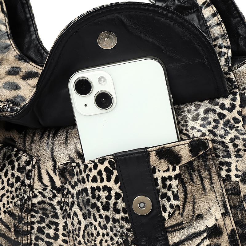 Vintage Leopard Schultertasche Damen Handtasche