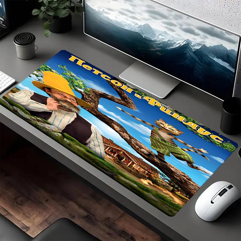 Pettson and Findus Theme Mouse Pad, Non Slip Rubber Base, Multifunctional Office & Home Decor, Perfect for Workspace Personalization.