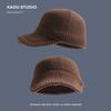 Old Money Style Small Group Autumn and Winter Knitted Flat Baseball Cap Solid Color High-end Warming Woolen Equestrian Hat