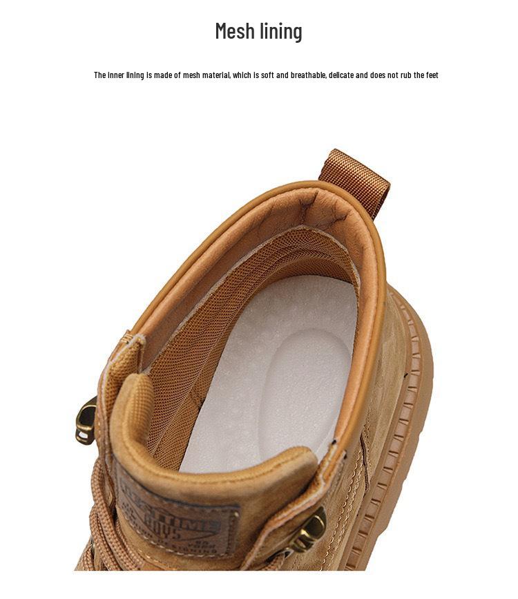 Men's Extra Large Yellow Martin Boots - Autumn/Winter Wear-Resistant Top Layer Cowhide Work Boots