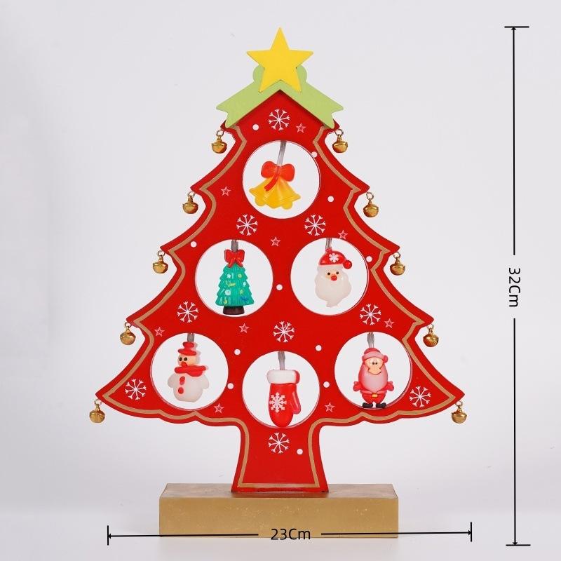 Christmas Wooden Hollow Tree Night Light, Desktop Tabletop Ornament, Warm LED Decor Lamp for Holiday Home Decoration