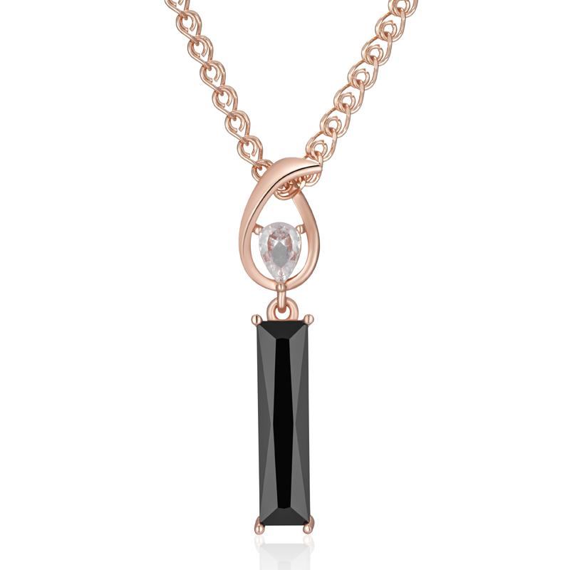 

Long Square Black Natural Zircon Pendant Necklace For Women Rose Gold Color High Quality Daily Fine Jewelry
