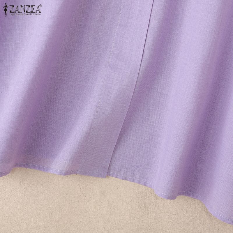 ZANZEA Women Casual Loose Lapel Collar 3/4 Batwing Sleeve Buttons Up Blouse