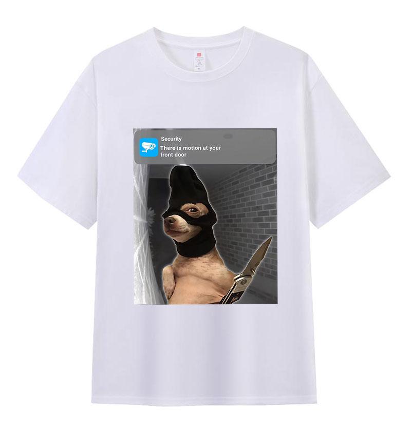 Ring Dog with Motion Funny Meme Graphic Tshirt Men Women Fashion High Quality Cotton Tshirts Retro Oversized Short Sleeve Tees