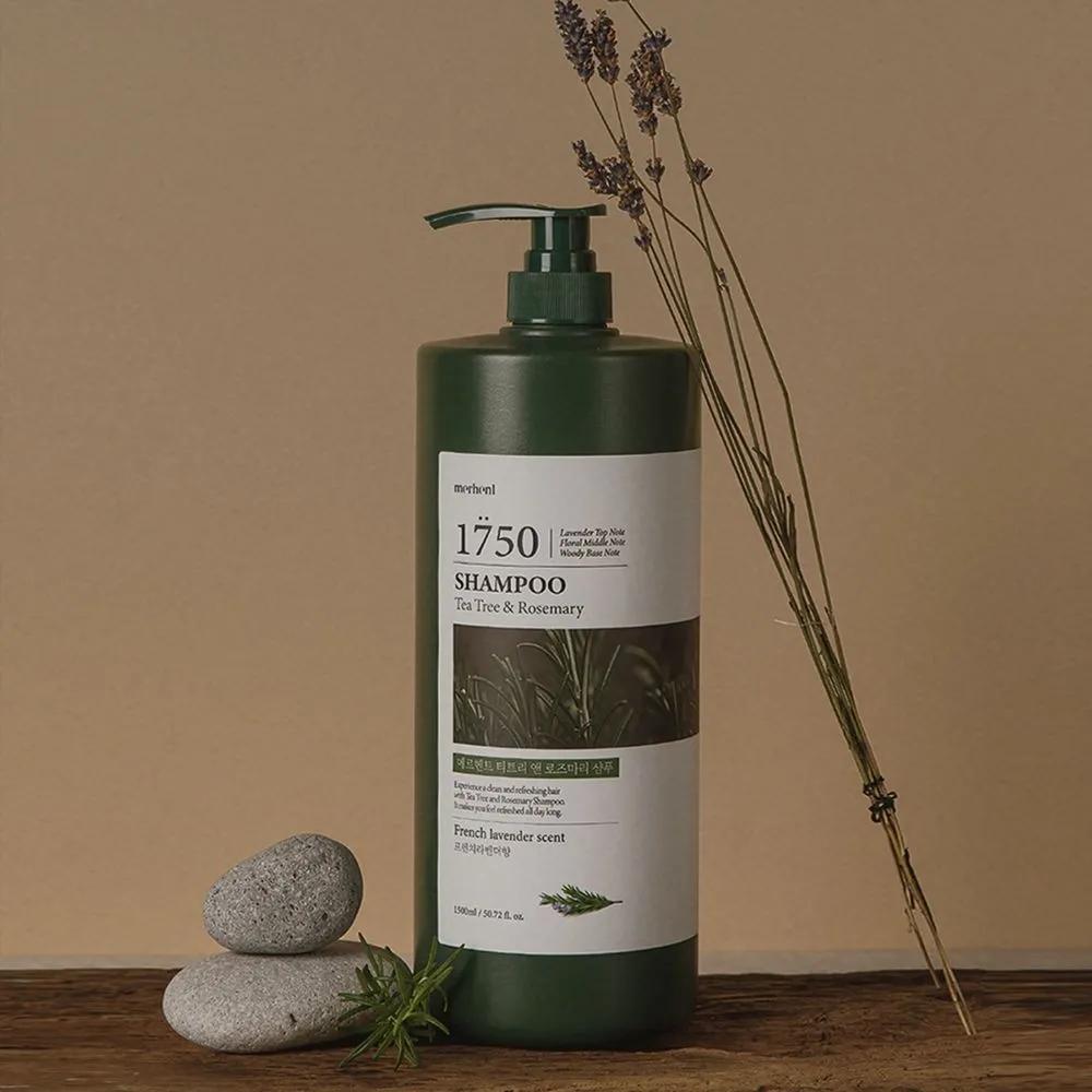 

1+1 Merhent Tea Tree & Rosemary Large Size Shampoo 1500ml Mildly Acidic Scalp Salon Scented Shampoo Puberty Oily Dry Skin Perfume White Musk 1500ml 2 bottles