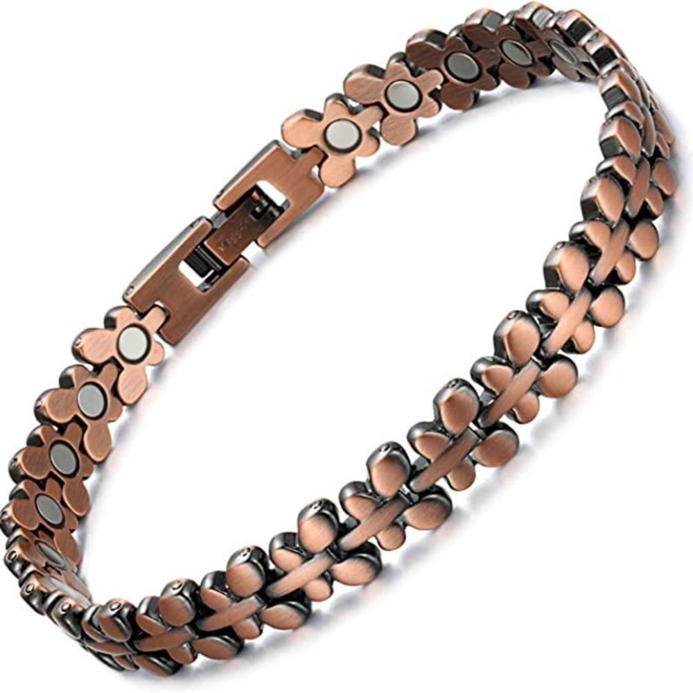 Retro Magnetic Bracelet for Men Wide Cuff Unisex Copper Detachable Couple Bracelet with Full Magnetic Stones