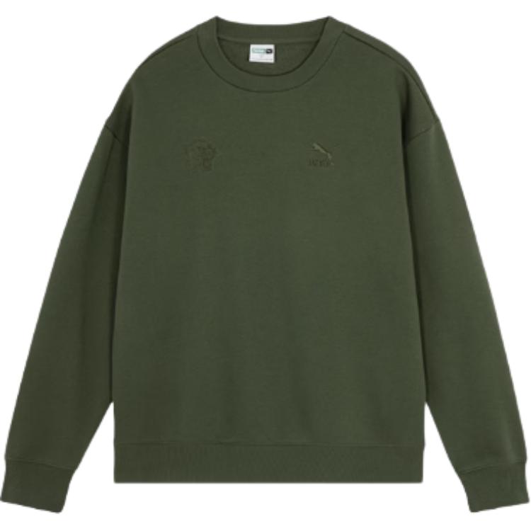 Puma Sports Lifestyle Series Bz Cc Crew Fl Casual Fashion Fleece Pullover Sweatshirt Men Sweatshirt Green 625537-69
