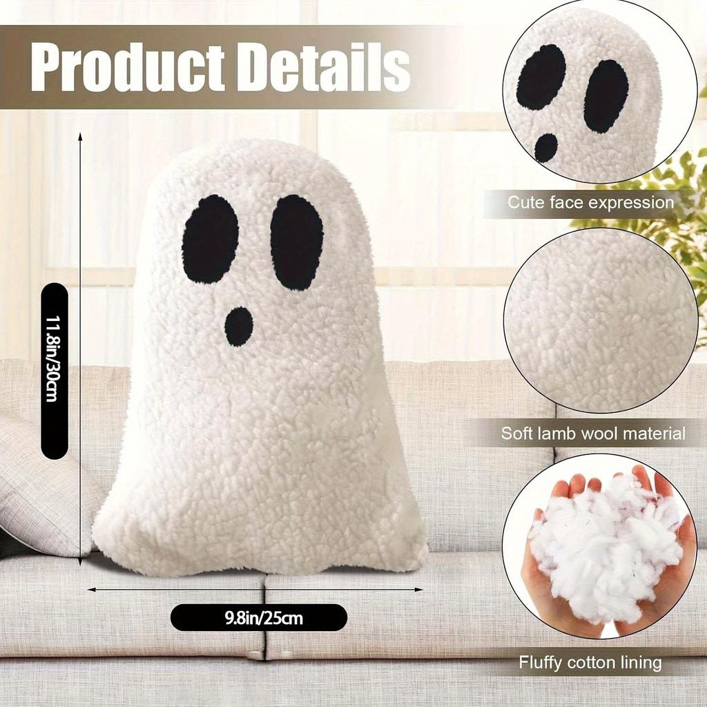 1PC Halloween Throw Pillows,Spooky Ghostly Design Fleece Cushions, Perfect for Sofa, Party,Halloween Decorations