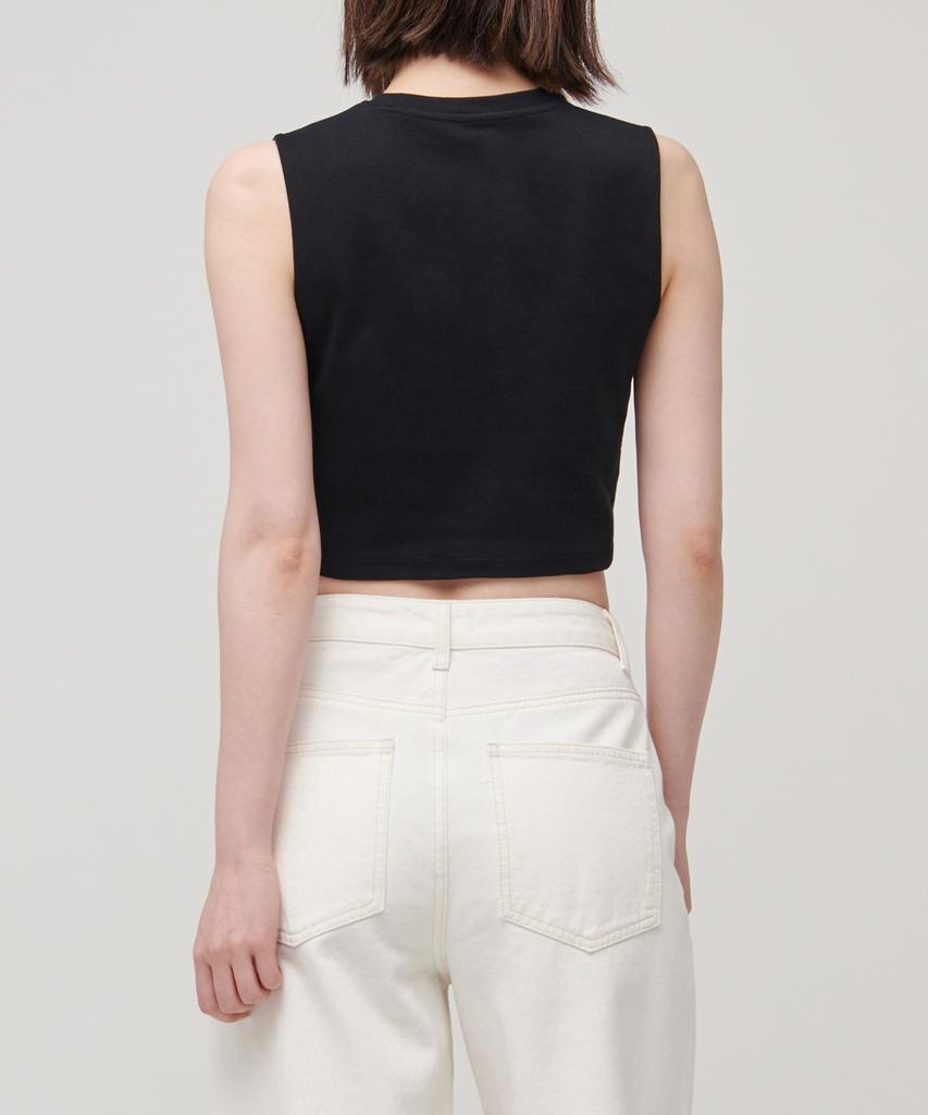 Musinsa Standard Woman Women'S Crew Neck Crop Sleeveless Top [Black]
