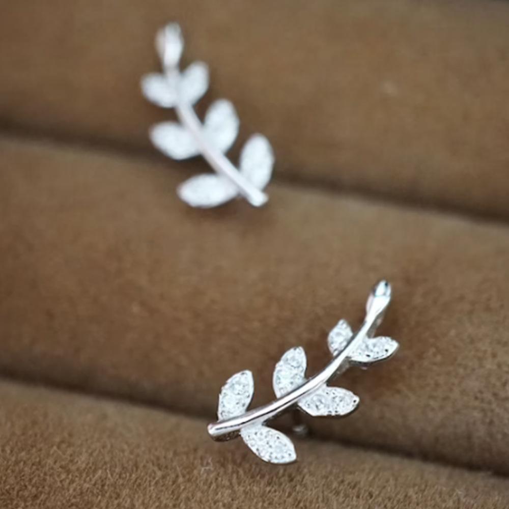 1Pc Plated Leaf Earrings Synthetic Zircon Leaf Earrings Multifunctional Earrings