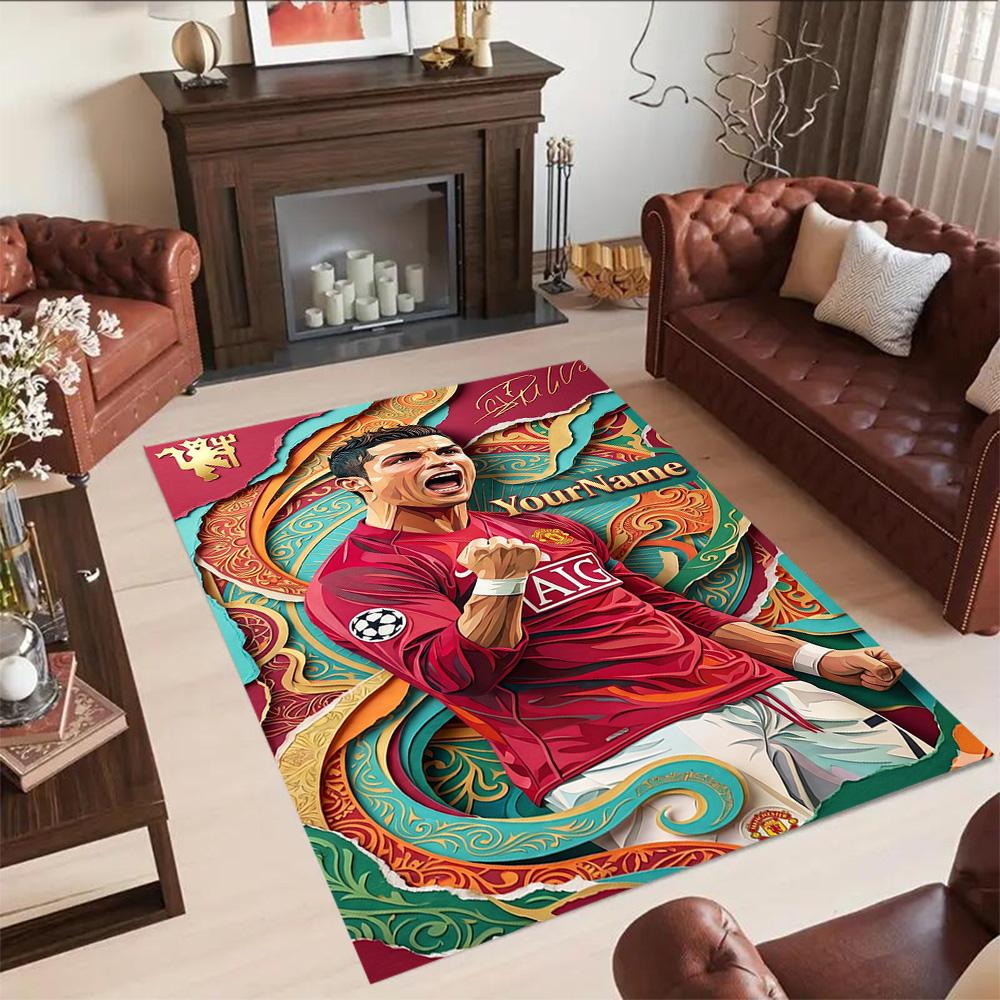 Cristiano Ronaldo 112 Customized Name Floor Rug Office Rug Suitable for Playrooms Dining Room Kitchen Bedrooms Antislip Carpet Decorate Offices