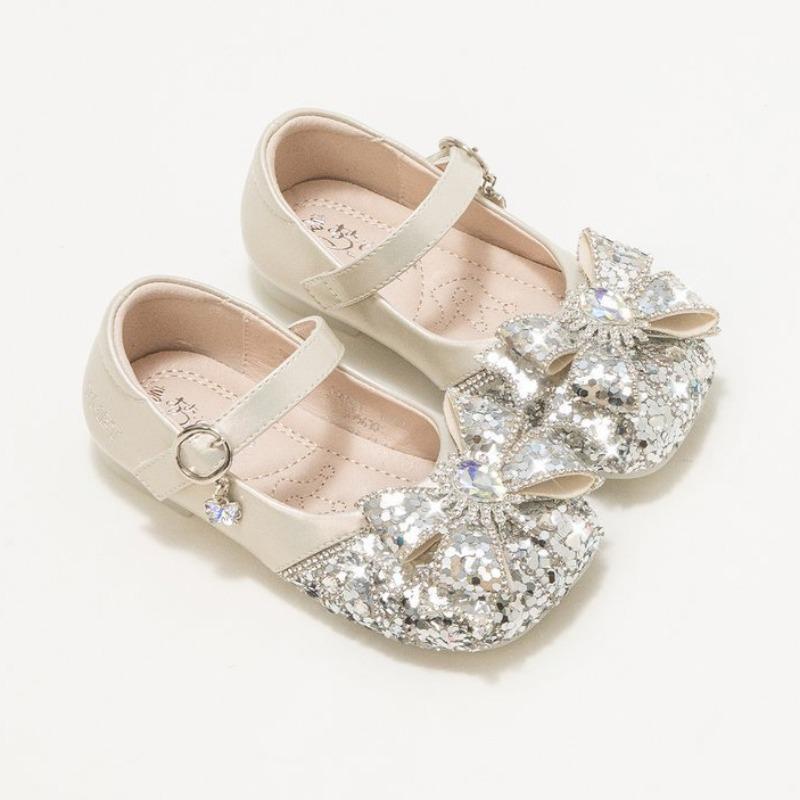 

Обувь для девочек Детские туфли принцессы Блестящие хрустальные туфли Айша Маленькие кожаные туфли Детские туфли для выступлений со стразами 24 бежевый
