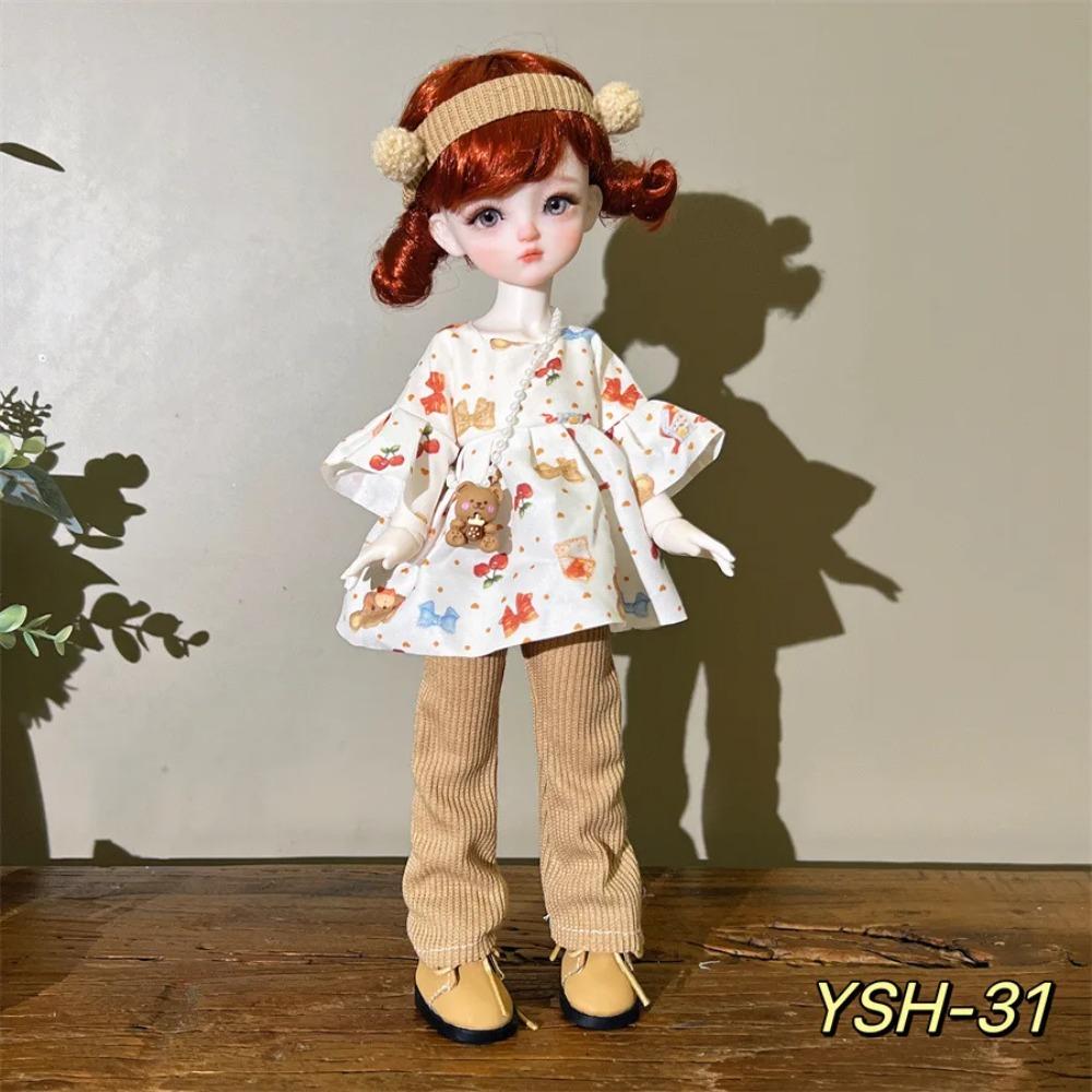 6 Points BJD Doll Dress Up Clothes 30 Cm Doll Clothes Fashion Trend Doll Clothing Jeans Plus Floral Tops Cute and Versatile