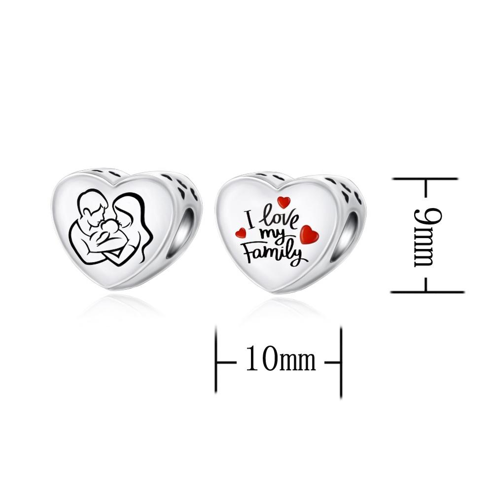 Warm 925 Silver I Love My Family The Best Parents Fit DIY Bracelet Necklace Family Gathering Souvenirs Holiday Gifts