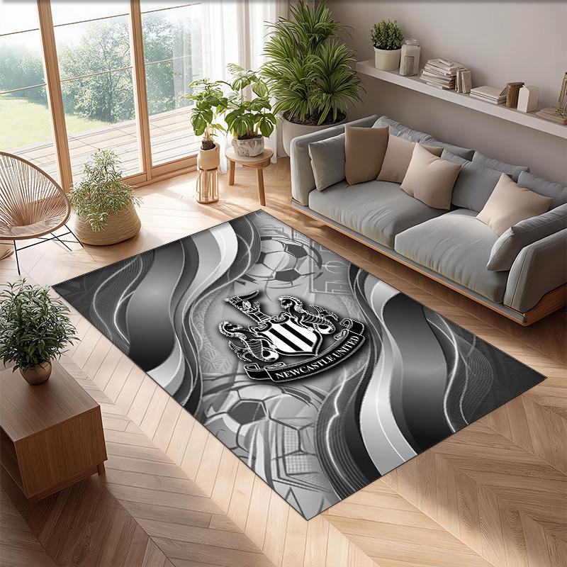 Tappeto in Velluto di Cristallo con Stampa di Calcio del Newcastle United, Comodo Assorbente d'Acqua Antiscivolo Tappeto per Pavimento Interno