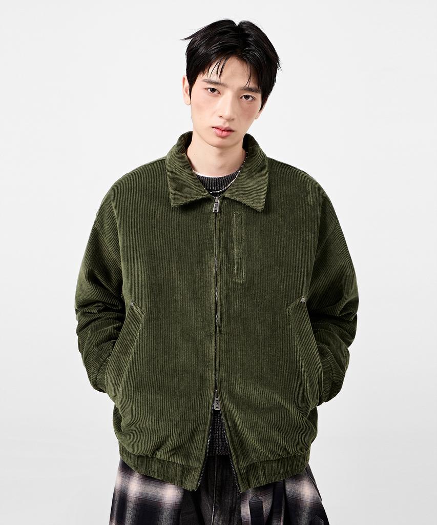 Dimitri Black 2Way Crop Corduroy Drizzler Jacket_Olive