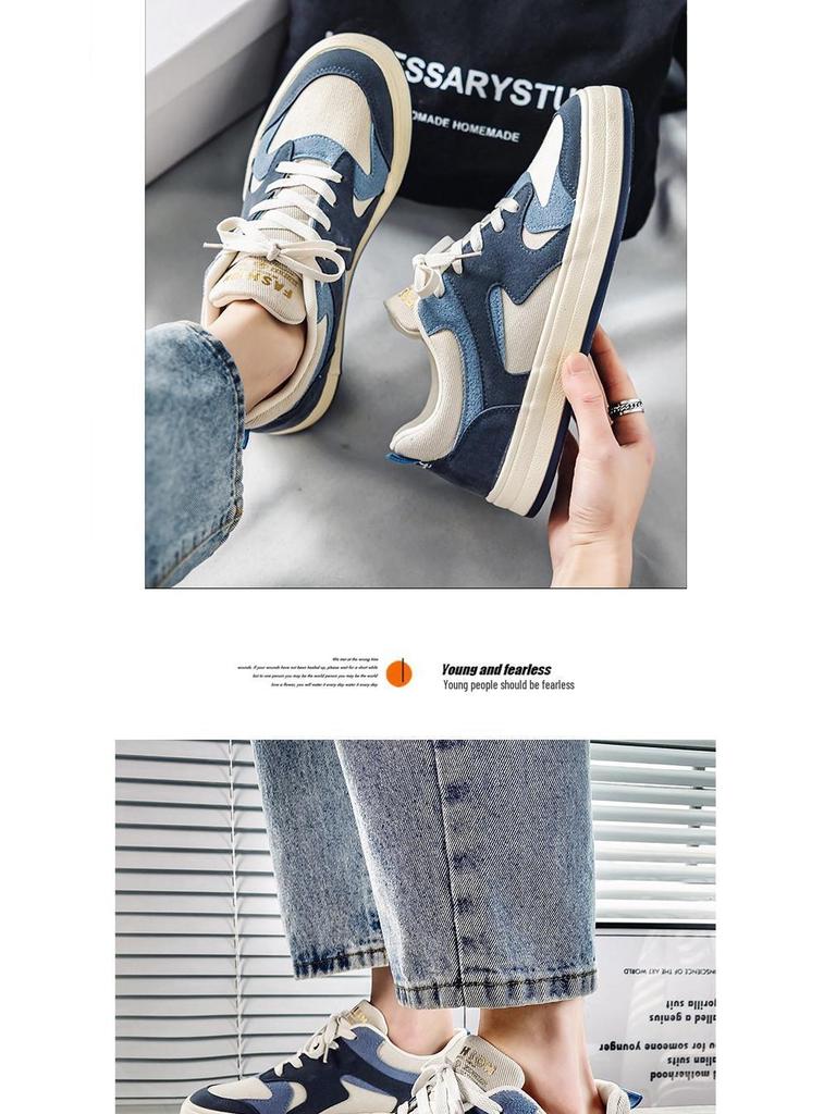 2024 Spring Canvas Fashion Shoes: Korean Style Trendy Men's Breathable Casual Sports Shoes.