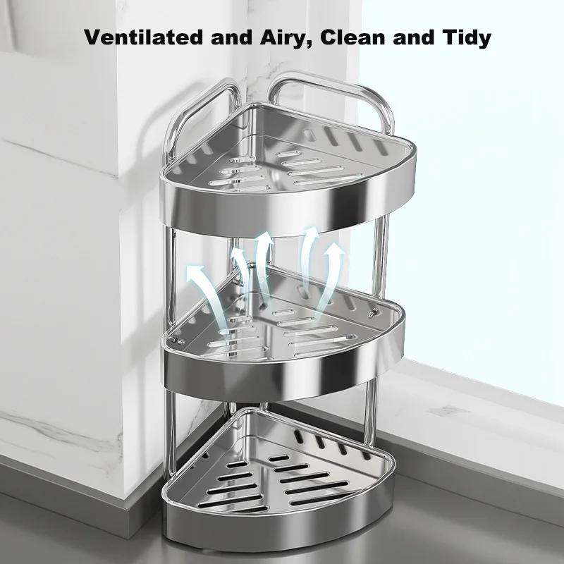 Kitchen Shelves Stainless Steel Kitchen Countertop Corner Storage Organizer Multi-layer Spice Triangular Storage Rack