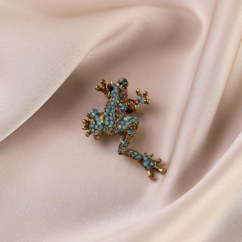 Diamond-encrusted Frog High-end Brooch, Rhinestone, Reptile Corsage, Coat, Overcoat Accessory, Brooch and Accessory