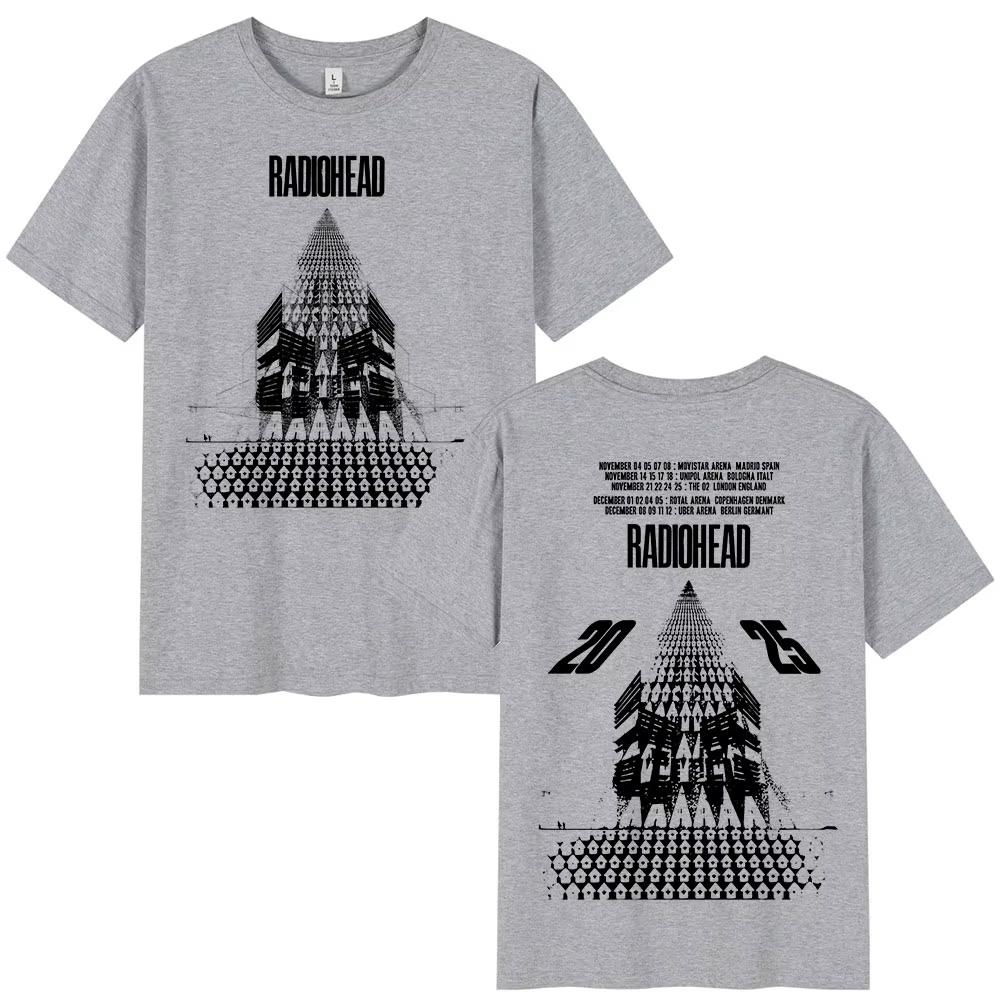 

Radiohead Возвращение в дорогу Европейский тур 2025 Футболки Модная футболка рок-группы Мужская Женская Хлопковая футболка оверсайз Уличная одежда XL