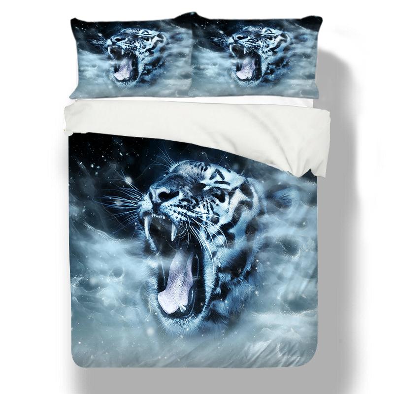 Steppdeckenbezug-Set mit Kissenbezug 3D Schwimmender Tiger Aufdruck King Queen Size Heimtextilien Bettwäsche-Anzug 2/3 Stück Luxuriöse Bettbezüge