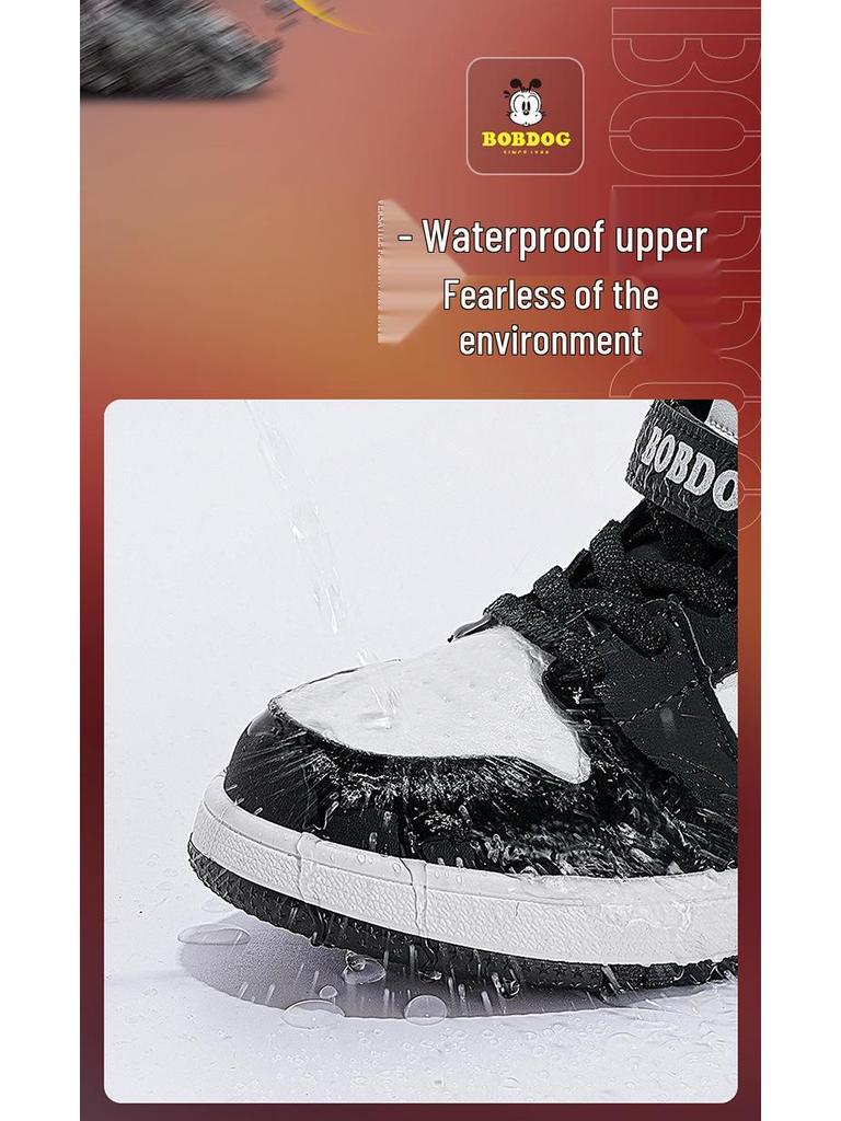 2025 New Girls' High-Top Leather AJ Sneakers: Autumn/Winter Cotton Shoes for Middle-Aged Children