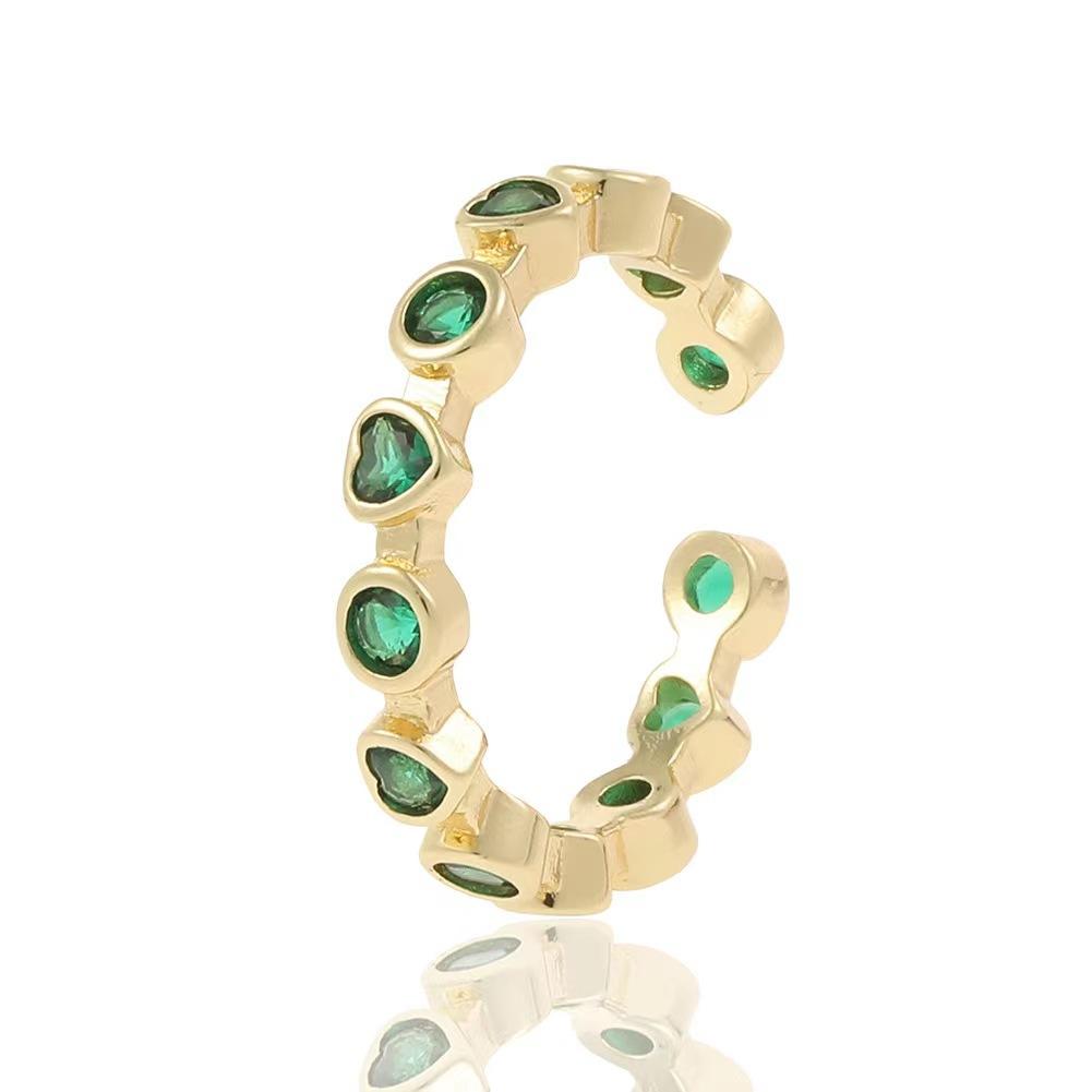 High-end retro green zircon ring European and American style temperament fashion ring