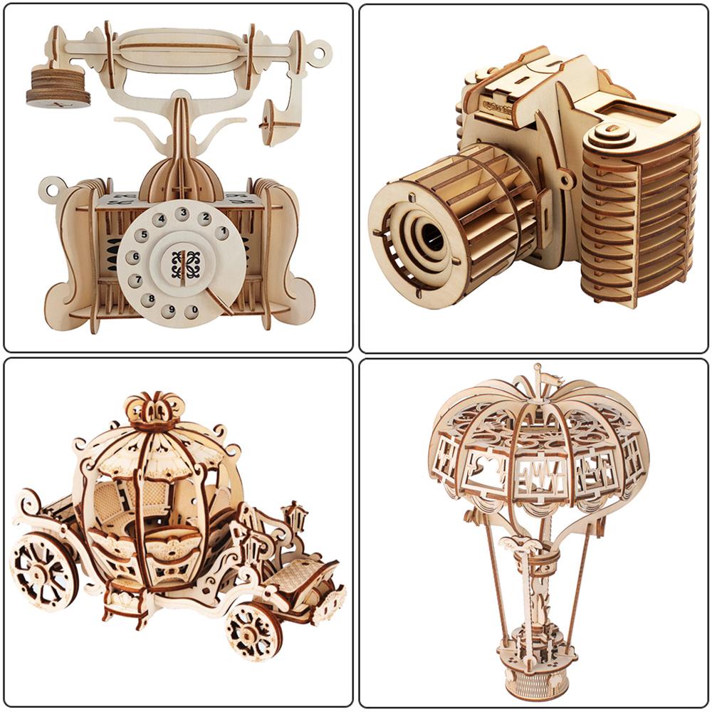 3D Wooden Puzzle Ferris Wheel Model Diy Assembly Kits Carousel Toys For Children Girls Christmas Tree Gift Home Room Decoration