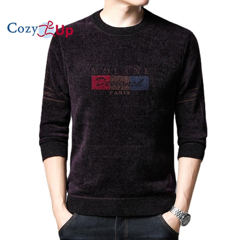 

Уютный свитер, уличная одежда, модный полосатый трикотаж с круглым вырезом, вязаный мягкий теплый шерстяной пуловер из синели для мужчин XXXL фиолетовый