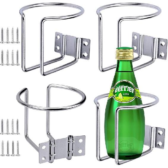 Marinebaby 4 pcs Boat Cup Holder,Stainless Steel Universal Drink Holders,Suitable for Boat,Truck,RV,Tractor,Outdoor Wooden Swing. (Black)