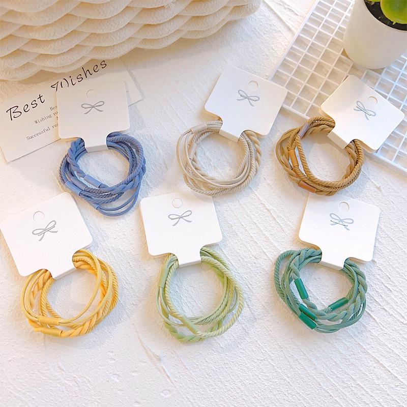 Korean Simple Hair Accessories Twist Hair Ties, High Elasticity Rubber Bands, Non-Damaging Rings Set, Basic Style