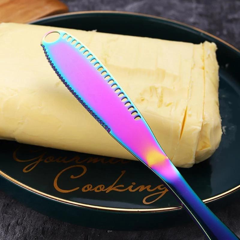 Butter Knife Holes Cheese Dessert Knife Stainless Steel Jam Knife Cutlery Toast Wipe Cream Bread Cheese Cutter Kitchen Tools