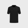 ZIOZIA Men'S) Garment-Washed Cotton Cable Short Sleeve Polo Shirt_Black