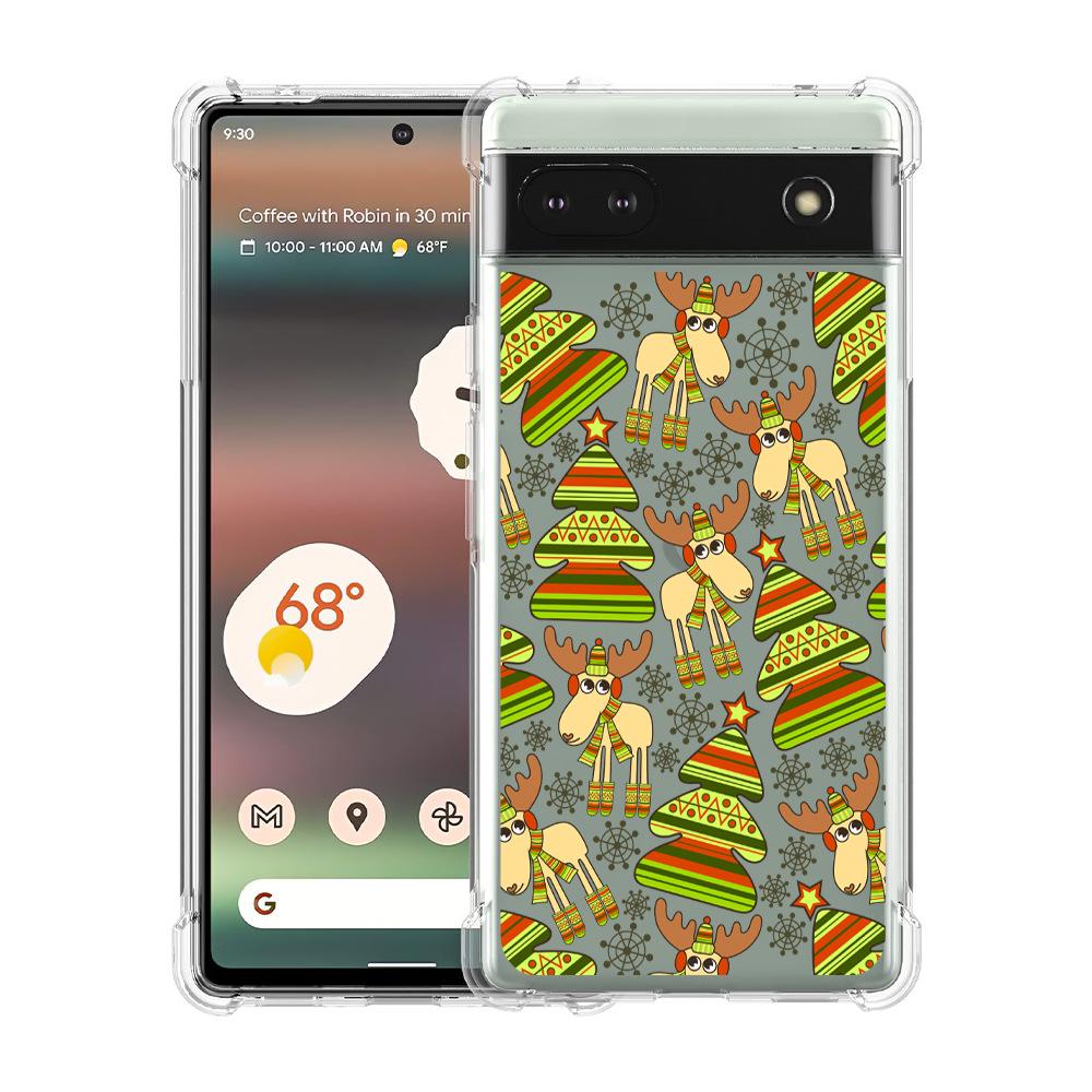 Christmas Four-Corner Drop-Proof TPU Case for Google Pixel 8 Mobile Phone - Festive Design