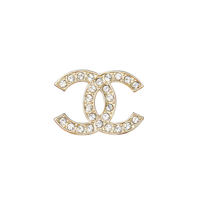 Chanel Doppel-C-Logo-Form Strass-Steckerohrringe Damen Gold