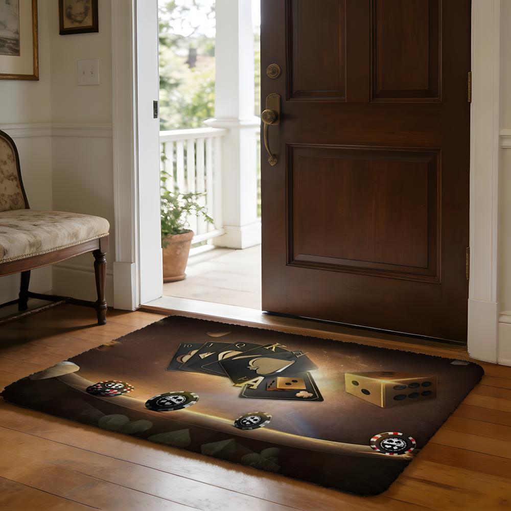 Fashion Spade Floor Mat Soft Flannel Absorbent Mat Non-Slip Rug Home Bedroom Bathroom
