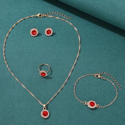 Ensemble Zircon pour Femmes 5 pièces, Bracelets Décontractés de Mode pour Dames de Luxe, Collier, Bague Boucles d'Oreilles Ensemble Zircon, Adapté pour un Port Quotidien, Gi