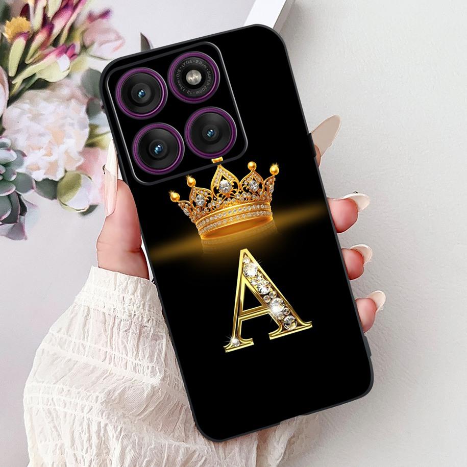 For Motorola Edge 60 Pro Case 2025 Luxury Crown Letters Soft Silicone Black Phone Cover For Moto Edge 60 Fusion 60s Edge60 Funda