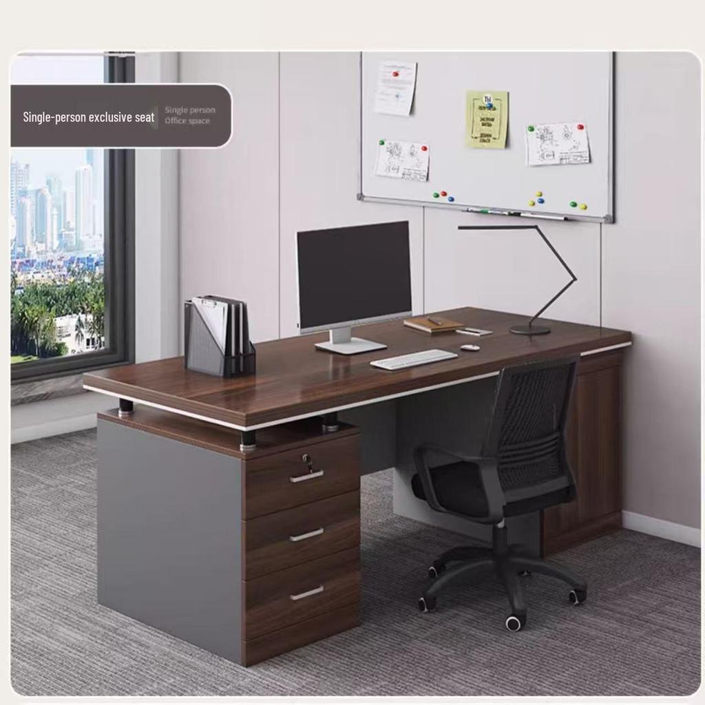 Modern Office Desk and Chair Set - Simple Design for Single/Double Users