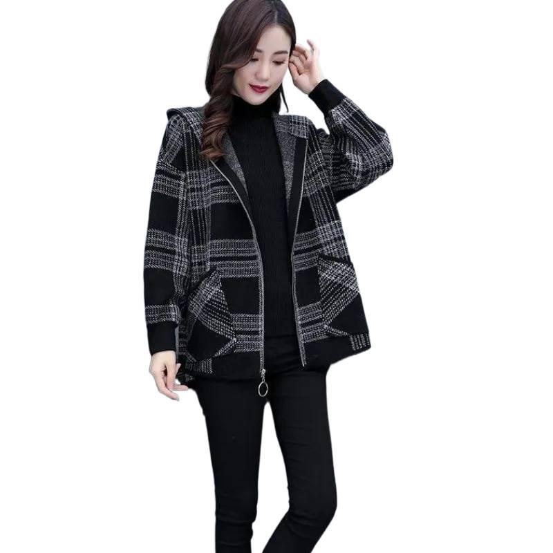 Giacca a Quadri da Donna Petite Stile Coreano Autunno/Inverno 2025 - Versatile, di Media Lunghezza e Trendy