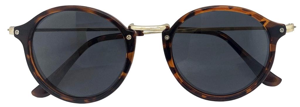 [FaceTrick Az Label] Polarized Lenses, UV Protection, Blue Light Cut, Plastic Metal Combination Sunglasses, Brown DemiGold FrameSmoke Polarized