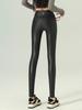 Jambiere din piele subțire din catifea Pantaloni stretch cu talie înaltă Pantaloni elastici Femei Negri Sexy Keep Thermal Pantaloni