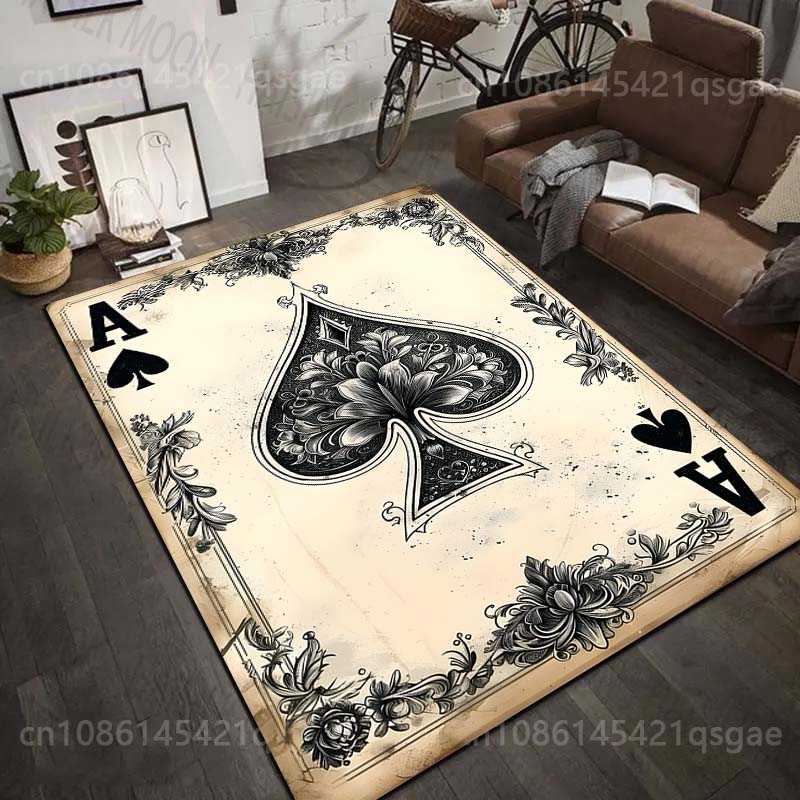 Ace of Spades Intricate Design Pattern Rug Carpets for Bedroom Living Room Sofa Mat Creative Door Mat Cloakroom Home Decor
