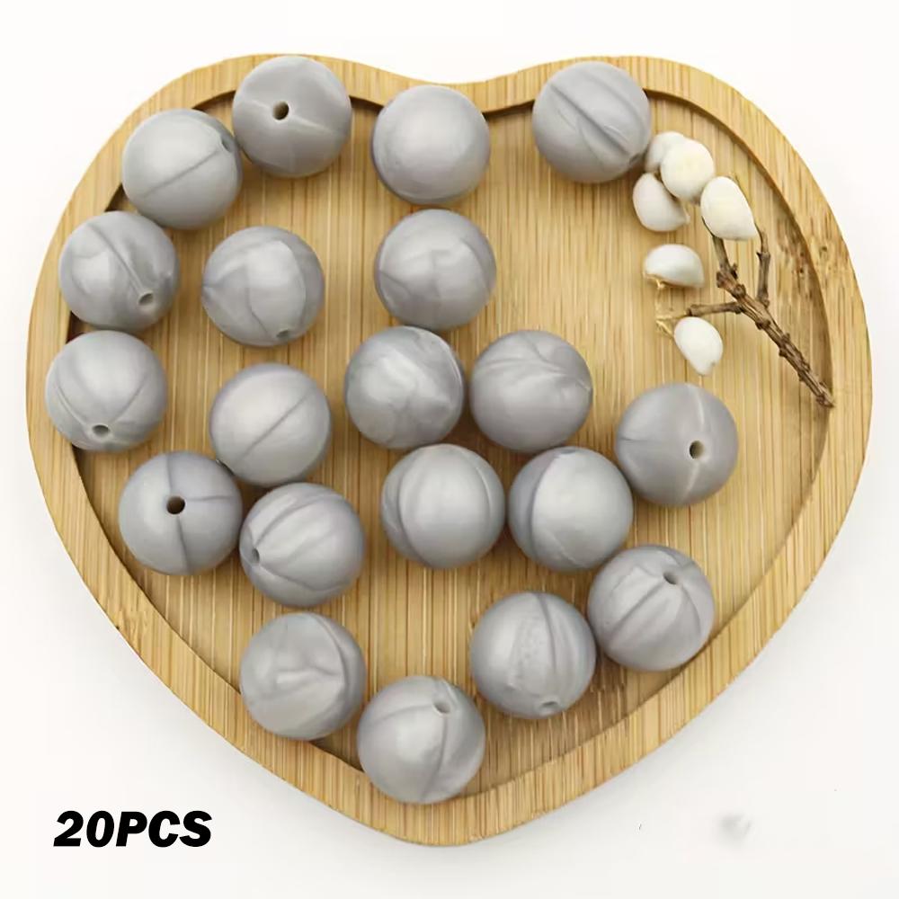 

20PCS pearl textured silicone bead set, perfect for DIY handmade crafts such as keychains, necklaces, bracelets, etc
