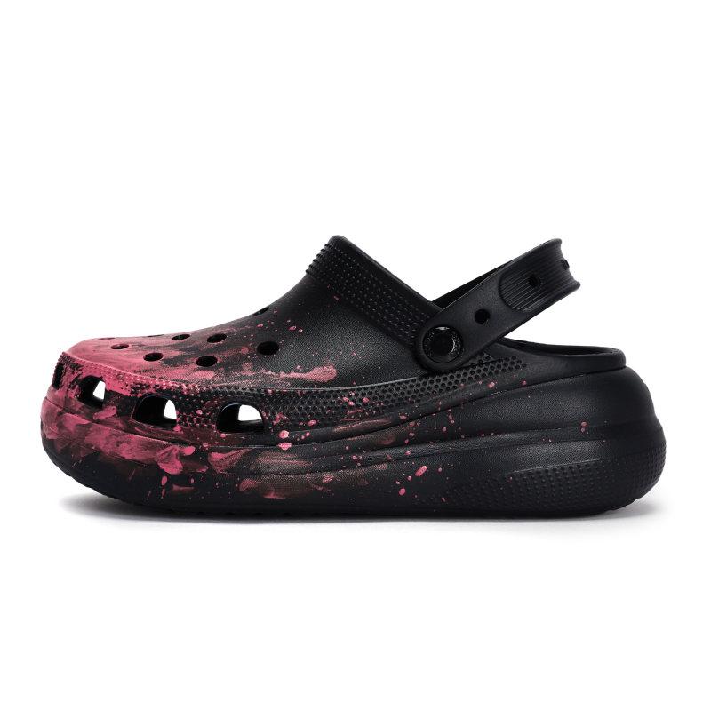 Crocs Classic clog 811 manufacturing incineration site special shoe box fluid ink splash hole shoes for men and women black powder