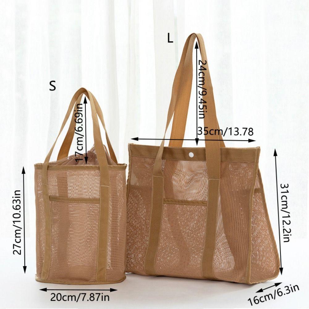 Large-Capacity Beach Toy Baskets Drawstring Portable Bath Storage Bag Travel Wash Tote Bag  Family