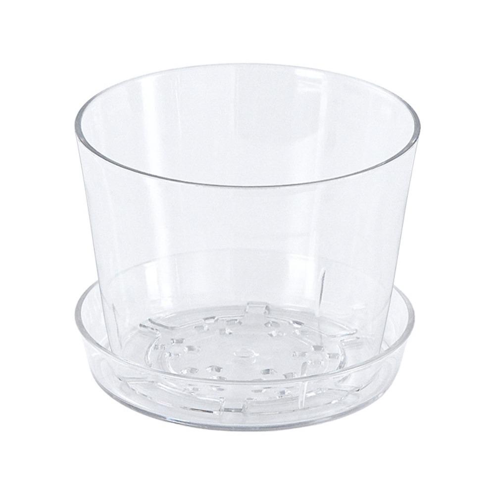 Fashion Round/Square Clear Nursery Pots Transparent with Drainage Holes Planting Pot Flowerpot