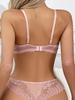French Fashion Lace Sexy Thong Bra Set Solid Color Gathering Deep V Comfortable Solid Color B Cup Underwear Set