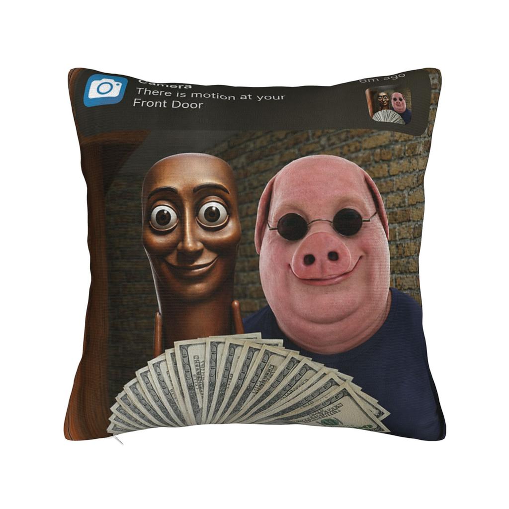 Povlak na polštář Tung Tung Tung Sahur John Pork Meme Brainrot Design Potah na polštář pro kancelář, auto, domácí dekorace Nové povlaky na polštáře