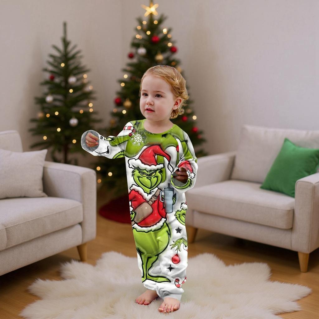 Christmas Prints Family Matching Long Sleeve Tops+Pants Set Family Matching Sets